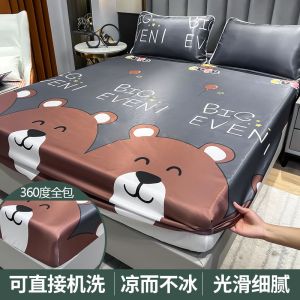 冰丝床笠凉席三件套1.8m床夏季家用席子1.5米可水洗空调席