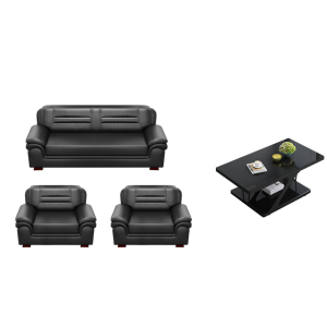 迅迈 加厚耐磨西皮三人位+单人位+单人位+长铁茶几 商务接待室洽谈沙发茶几组合套装830*2150*920mm