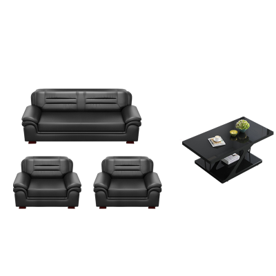 迅迈 加厚耐磨西皮三人位+单人位+单人位+长铁茶几 商务接待室洽谈沙发茶几组合套装830*2150*920mm