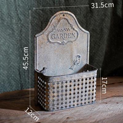 美帮汇复古壁挂镂空花篮花器阳台花园干花多肉花盆吊篮插花挂件装饰 镂空壁挂篮(大号) 大