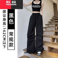 YIBUSHENG薄荷绿降落伞工装裤女2024新款高腰休闲美式速干运动宽松阔腿裤