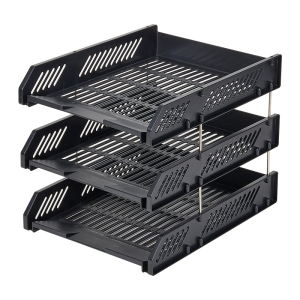 齐心 B2060 三层文件盘 257*335*225mm 单个装 黑色