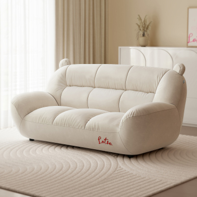 全友家私家居奶油风布艺沙发家用客厅小户型直排沙发家具
