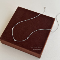 韩版小清新爱心项链女s999足银简约百搭小众轻奢叠戴锁骨链批发送女朋友老婆情人节七夕生日礼物