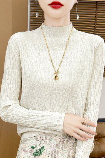 24秋冬新套头毛衣女安迪绒半高领针织打底衫女修身韩版厂