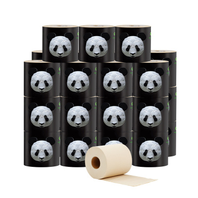 山丘PandaPoo竹浆本色三层有芯卷纸160g*27卷装卷筒纸有芯卫生纸巾餐巾纸家庭装生活家清专用擦手纸