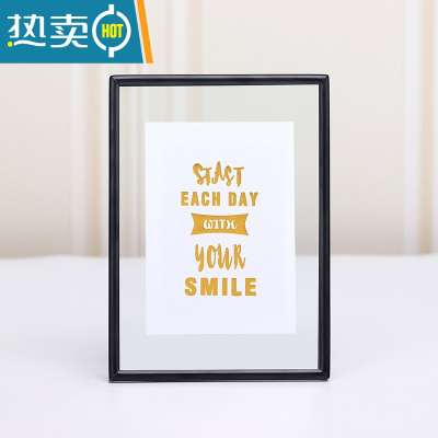 敬平照片打印加玻璃透明相框定制相册摆件金属摆台6寸8寸a4挂墙六寸7 黑色[横竖两用] A4摆台款 高清玻璃面[带支架]