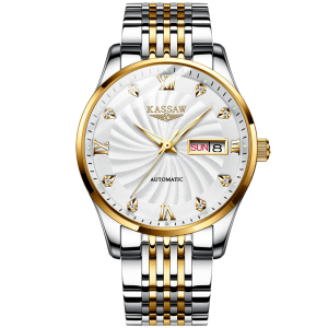 卡梭(KASSAW)手表自动机械表双日历机械男表时尚商务休闲夜光防水手表男K869G K864G