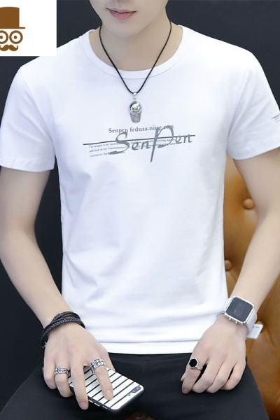 圆领夏装上衣男士短袖T恤丅青年修身休闲短轴半袖男衫体桖潮