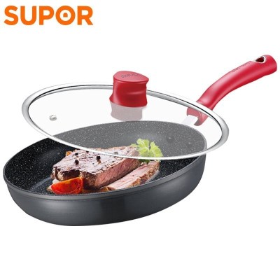 苏泊尔（SUPOR）煎锅PJ26W3电磁炉明火适用麦饭石材质健康不粘煎锅炒菜锅平底锅煎牛排两用26CM直径