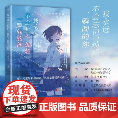 我永远不会忘记,灿烂一瞬间的你 小说中文版 冬野夜空 日本青春文学催泪神作 绝症少女与孤僻少年的纯爱悲歌胰脏物语正版书籍