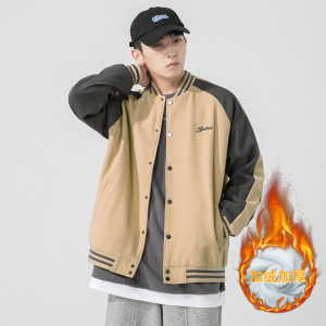 男装棒球服秋冬季新款刺绣加绒高品质厚外套夹克男字母棒球衫