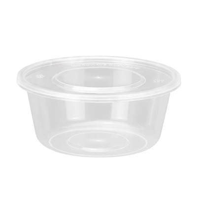 老房太太 一次性餐盒 PP圆型透明 750ml 300套整箱 汤碗 打包盒 塑料饭盒 L266/箱