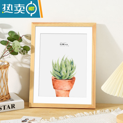 敬平原木色相框挂墙画框装裱8k4k实木质儿童美术作品展示架20寸12批发 原木色 32寸[可放60*80厘米]