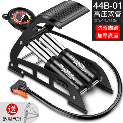 [补贴10%]电动电瓶车脚踩打气筒自行车摩托家用充气泵汽车用高压简脚踏气筒 高压双管精准表-180PSI[质保10年