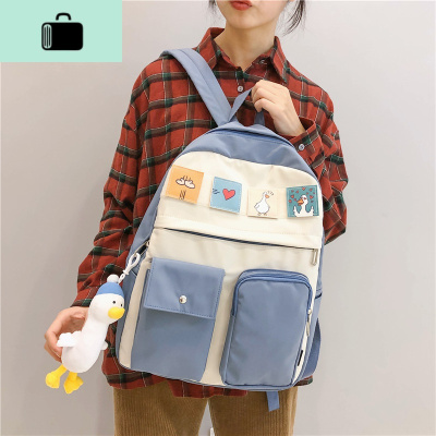 ins初中生可爱书包女韩版高中原宿ulzzang大学生大容量撞色双肩包NEW LAKE