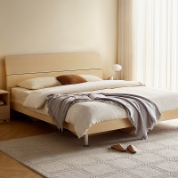 全友家居 简约现代板式床 木纹1.8米1.5米人造板床 卧室成套家具床 床头柜 床垫组合