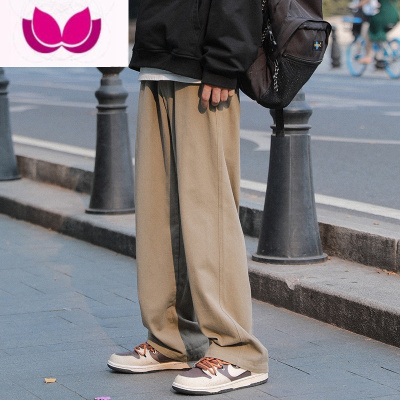 七斓日系cityboy裤子男款夏季直筒宽松慵懒垂坠感卡其色休闲长裤
