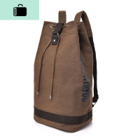 双肩水桶抽绳背包帆布男ins大容量行李户外旅行登山运动篮球书包NEW LAKE 大款咖啡色