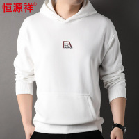 恒源祥刺绣复合牛奶丝连帽卫衣男2024春秋季新款套头外套男士卫衣