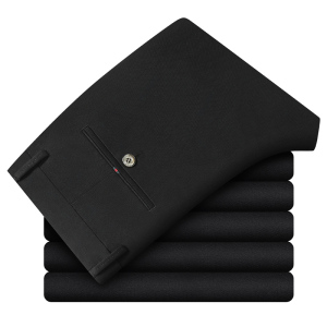 老爷车(laoyeche)秋冬季款休闲裤男士直筒修身商务西裤宽松黑色长裤子男新款男装休闲裤男士