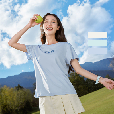 361°运动短袖女夏季新款速干透气宽松上衣圆领短T休闲印花T恤