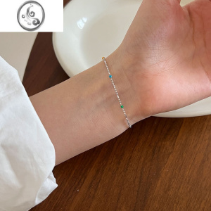 JiMi渡川酱925银银简约精致间隔彩虹豆豆项链女锁骨链脚链手链ins素链