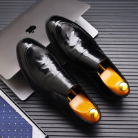 真皮商务休闲鞋新款舒适百搭透气男鞋一脚蹬尖头正装软底皮鞋婚鞋_18423