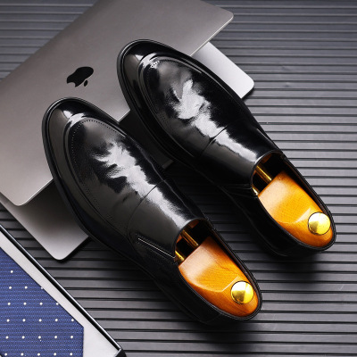 真皮商务休闲鞋新款舒适百搭透气男鞋一脚蹬尖头正装软底皮鞋婚鞋_18423