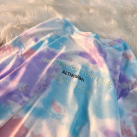 扎染渐变色宽松短袖T恤女夏新款休闲女士打底衫学生大码上衣女装_63