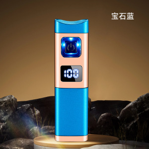 新创意三火直冲充电电子感应蓝焰雪茄专用聚火打火机气电二合一