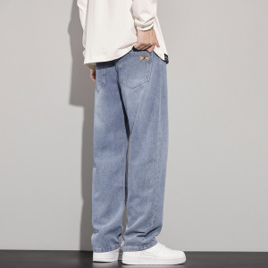 [上新]星空纹牛仔裤男潮牌垂感宽松休闲青年直筒阔腿裤男士