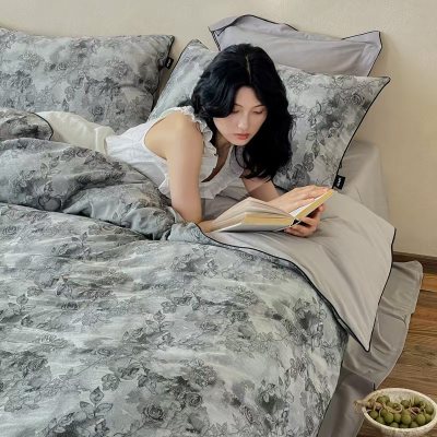秋冬100支全棉磨毛感四件套水洗色织提花1.8m纯棉床上用品套件