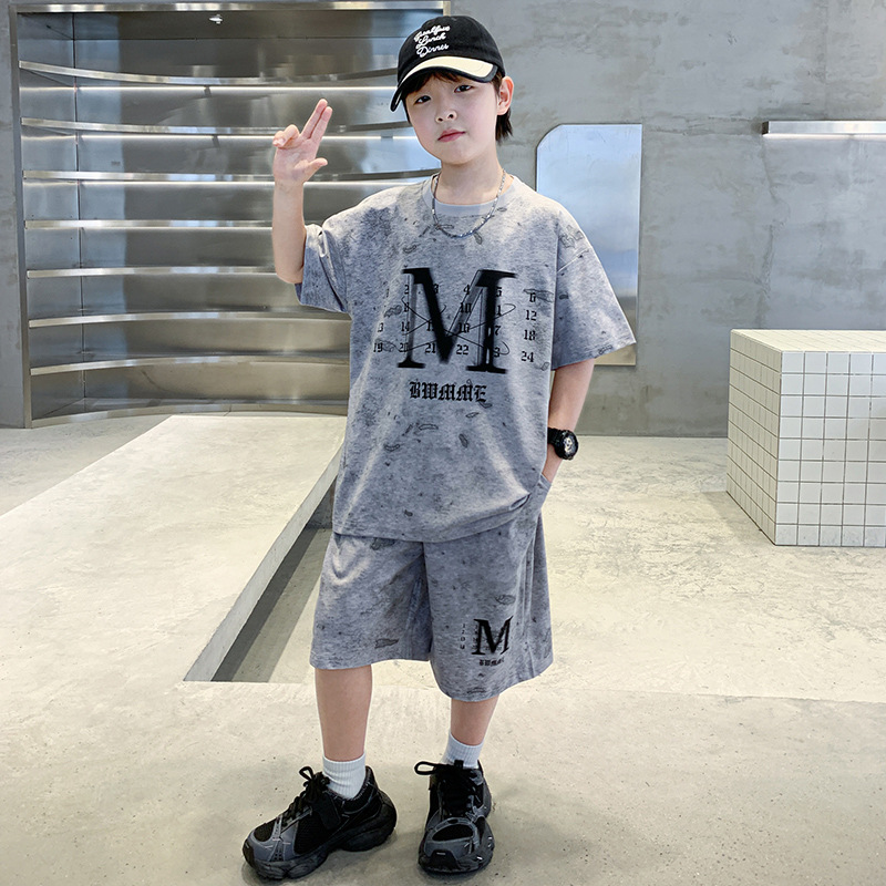 儿童装男童夏装短袖套装2025新款夏季中大童运动夏款男孩帅气时髦