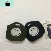 小罗西西 新款韩太空棉烫钻水钻笑脸包网红链条女斜挎手提单肩包NEW LAKE女斜挎包