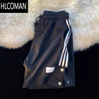 HLCOMAN排扣短裤男生夏季港风ins裤衩宽松休闲运动篮球五分裤子
