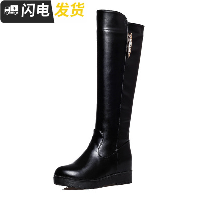 2018新款百搭秋冬内增高雪地靴女棉鞋高筒加绒中筒靴子长靴不过膝启如