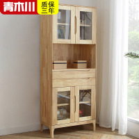 青木川 简约现代北欧全实木酒柜餐边柜一体靠墙客厅餐厅家用小户型两门收纳储物展示柜原木色浅色置物架高柜立柜