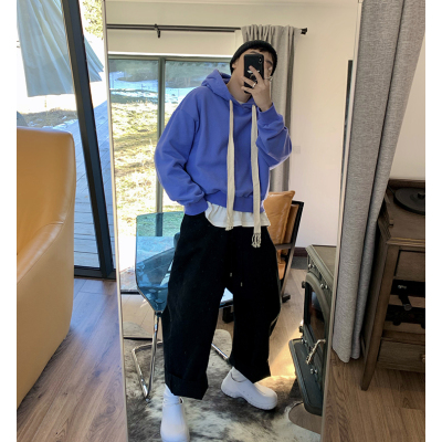 HLCOMAN威廉威粗帽绳卫衣休闲裤两件套男秋冬帅气宽松潮流连帽运动套装套装