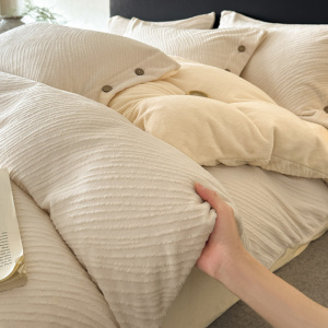 加厚牛奶绒花绒四件套冬季保暖双面珊瑚绒床单被套床上用品