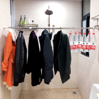 美帮汇免打孔伸缩杆弹簧浴室帘杆晾衣杆浴帘杆窗帘杆卧室衣柜撑杆子