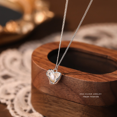 淡水珍珠不规则爱心项链女ins风轻奢百搭设计感s925纯银锁骨链送女朋友老婆情人节七夕生日礼物