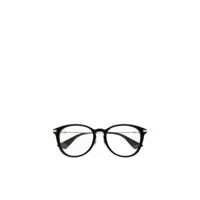 古驰(GUCCI)圆框平光眼镜醋酸纤维男女通用透明镜片弧形镜腿时尚 黑色