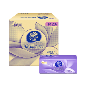 维达棉韧立体美4D压花抽纸3层M码100抽20包 家用实惠装餐巾纸面巾纸卫生纸纸巾-新旧混发