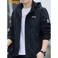吉普吉普男子夹克新潮品牌连帽宽松突击夹克秋季新的防风运动上衣的男人