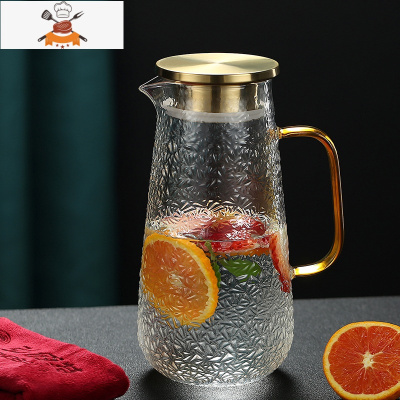 冷水壶玻璃可高温家用大容量凉水瓶泡茶壶套装锤纹防摔耐热开水杯 敬平凉水壶