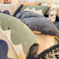 秋冬季加厚牛奶绒床品四件套2026新款珊瑚绒被罩宿舍床上三件套单