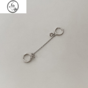 JiMi圈圈925银银耳环女双耳洞复古港风韩国气质耳饰ins链条吊牌耳坠潮