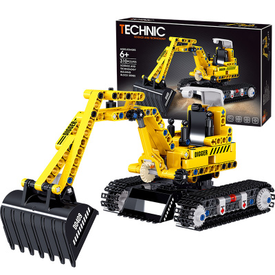 汇奇宝挖掘机吊车拼装玩具积木工程系列儿童益智力男孩子兼容樂高6-14岁履带式挖掘机310颗粒-