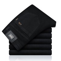 老爺車(LAOYECHE)秋冬厚款男士牛仔裤直筒宽松男裤冬天休闲长裤弹力冰丝裤子